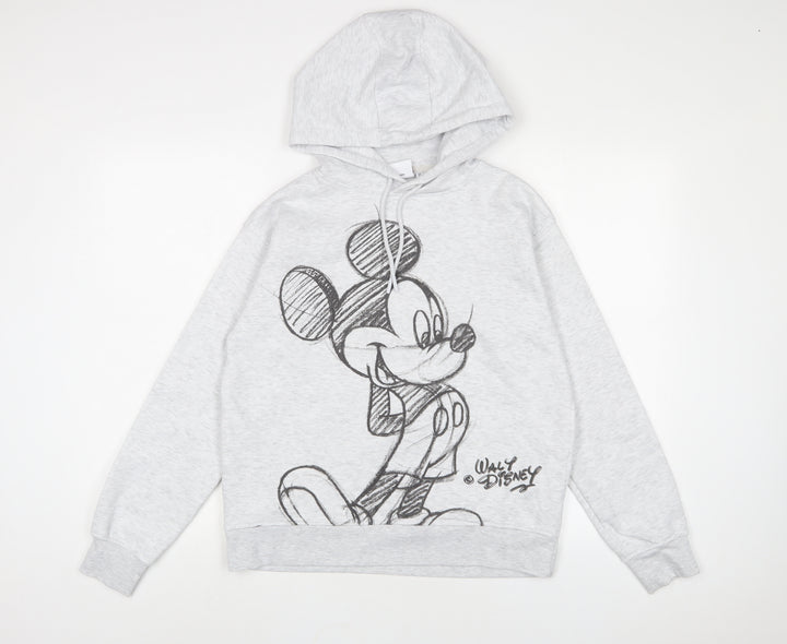DISNEY' Womens Grey Cotton Pullover Hoodie Size XS Pullover