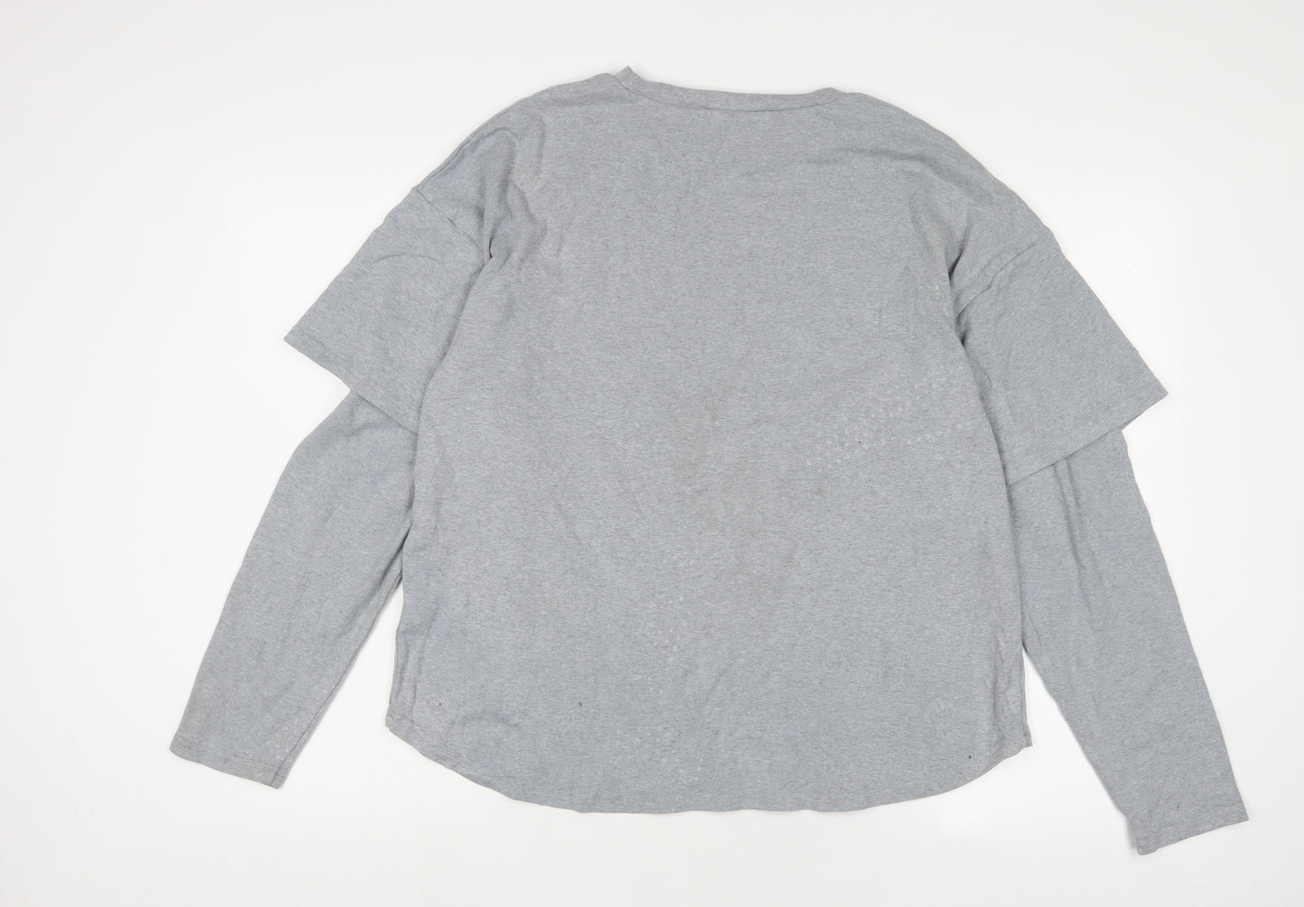 LABEL RAIL Womens Grey Cotton Basic T-Shirt Size 10 Crew Neck