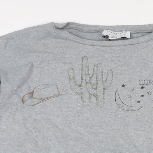 LABEL RAIL Womens Grey Cotton Basic T-Shirt Size 10 Crew Neck