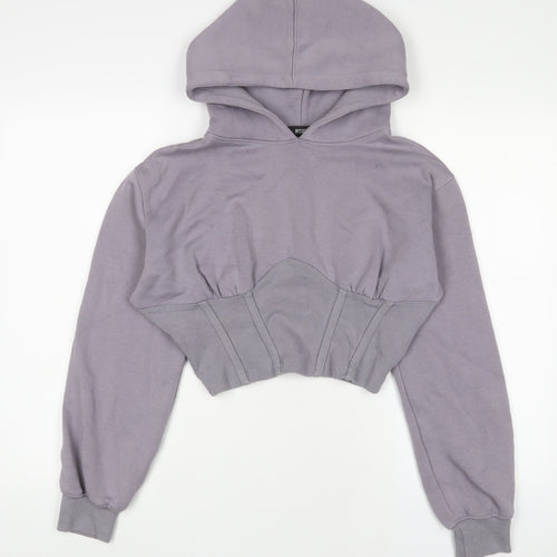 Missguided Womens Purple Cotton Pullover Hoodie Size 10 Pullover
