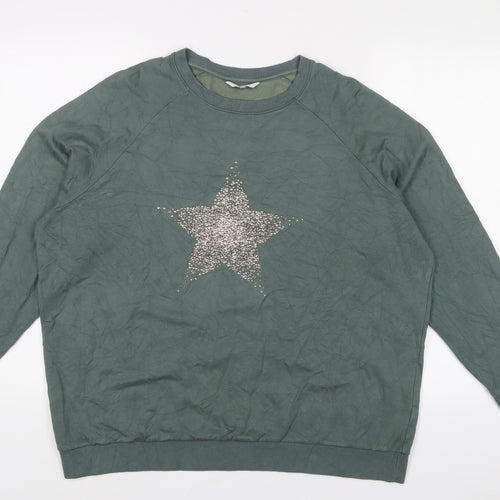 NEXT Womens Green Viscose Pullover Sweatshirt Size XL Pullover - Studded, Star