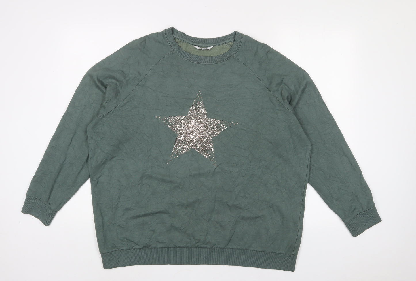 NEXT Womens Green Viscose Pullover Sweatshirt Size XL Pullover - Studded, Star