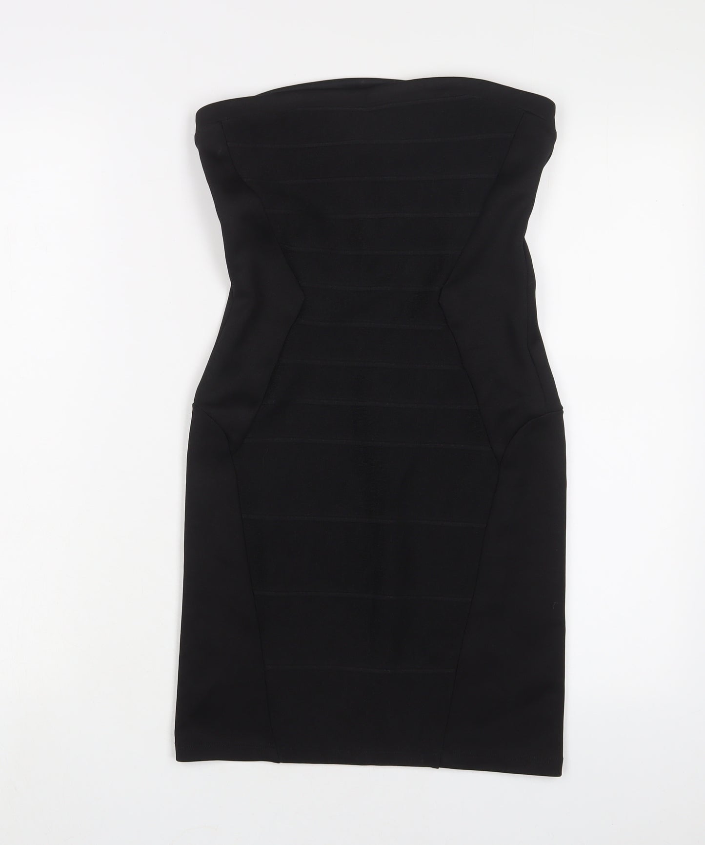 Topshop Womens Black Polyester Bodycon Size 8 Square Neck Zip