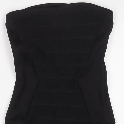 Topshop Womens Black Polyester Bodycon Size 8 Square Neck Zip