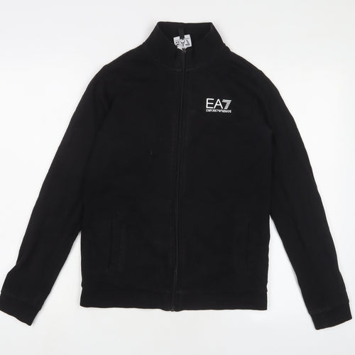 EA7 Boys Black Cotton Full Zip Sweatshirt Size 14 Years Zip