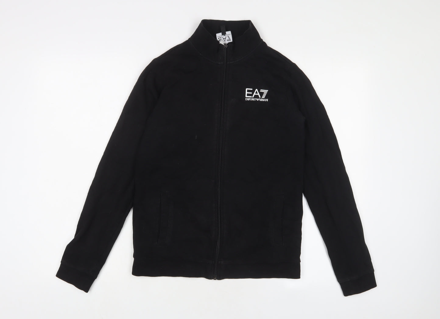 EA7 Boys Black Cotton Full Zip Sweatshirt Size 14 Years Zip
