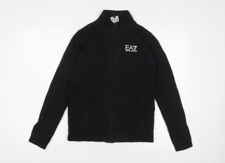EA7 Boys Black Cotton Full Zip Sweatshirt Size 14 Years Zip