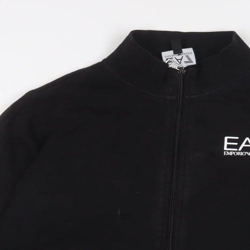EA7 Boys Black Cotton Full Zip Sweatshirt Size 14 Years Zip