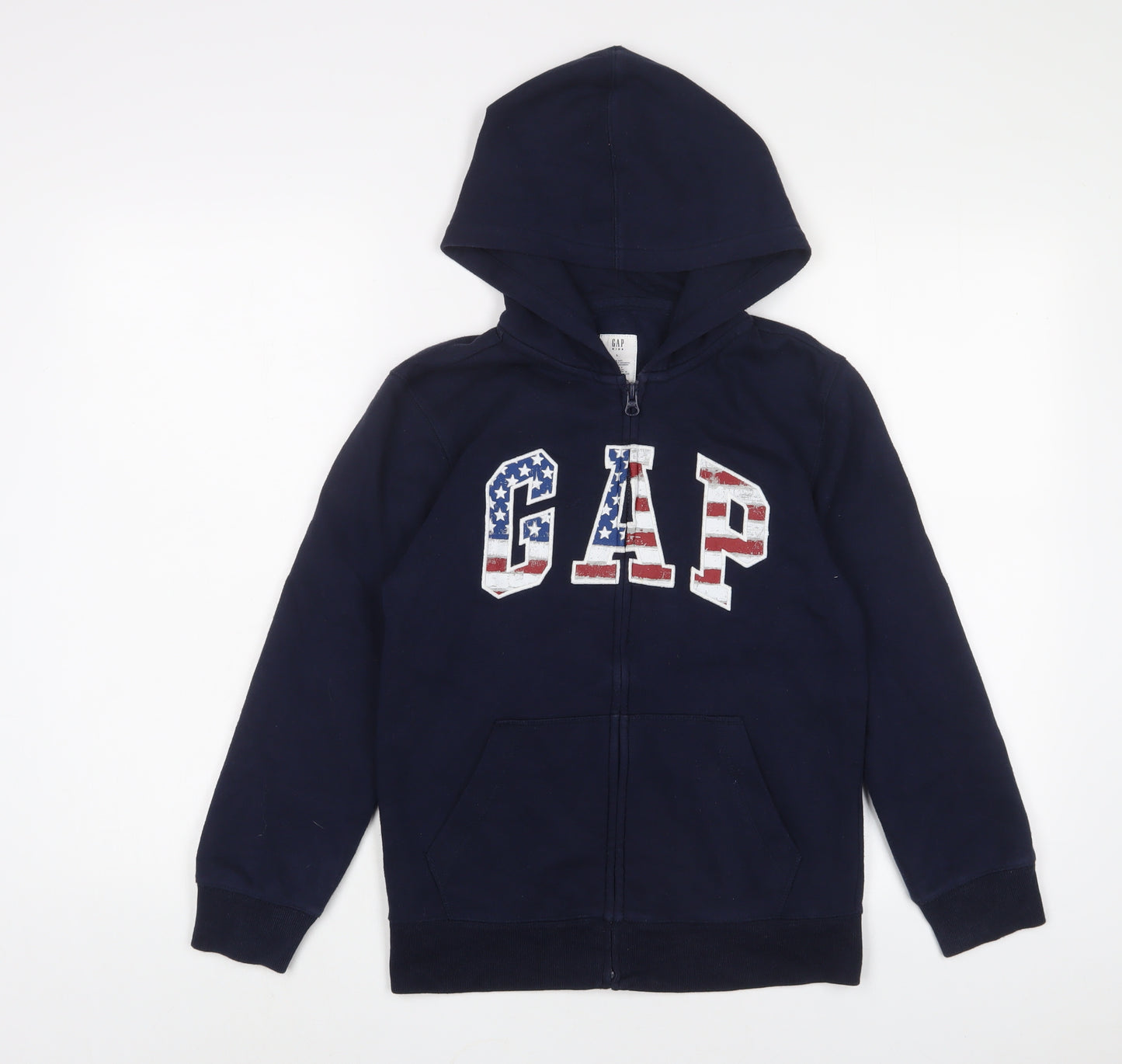 Gap Boys Blue Cotton Full Zip Hoodie Size 10-11 Years Zip - Embroidered, Logo