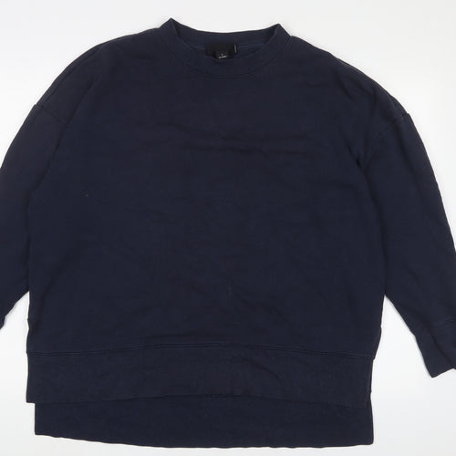 Monki Womens Blue Cotton Pullover Sweatshirt Size L Pullover