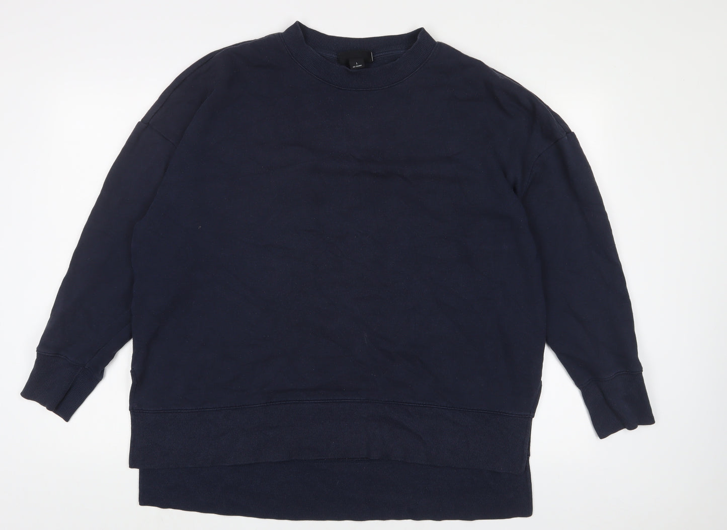 Monki Womens Blue Cotton Pullover Sweatshirt Size L Pullover