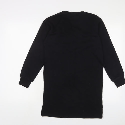 Champion Girls Black Cotton Jumper Dress Size 11-12 Years Crew Neck Pullover - Logo, Embroidered