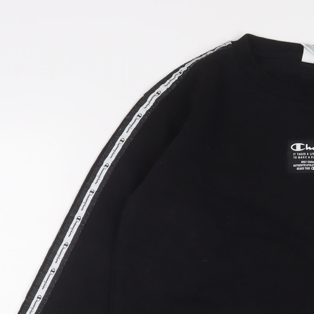 Champion Girls Black Cotton Jumper Dress Size 11-12 Years Crew Neck Pullover - Logo, Embroidered