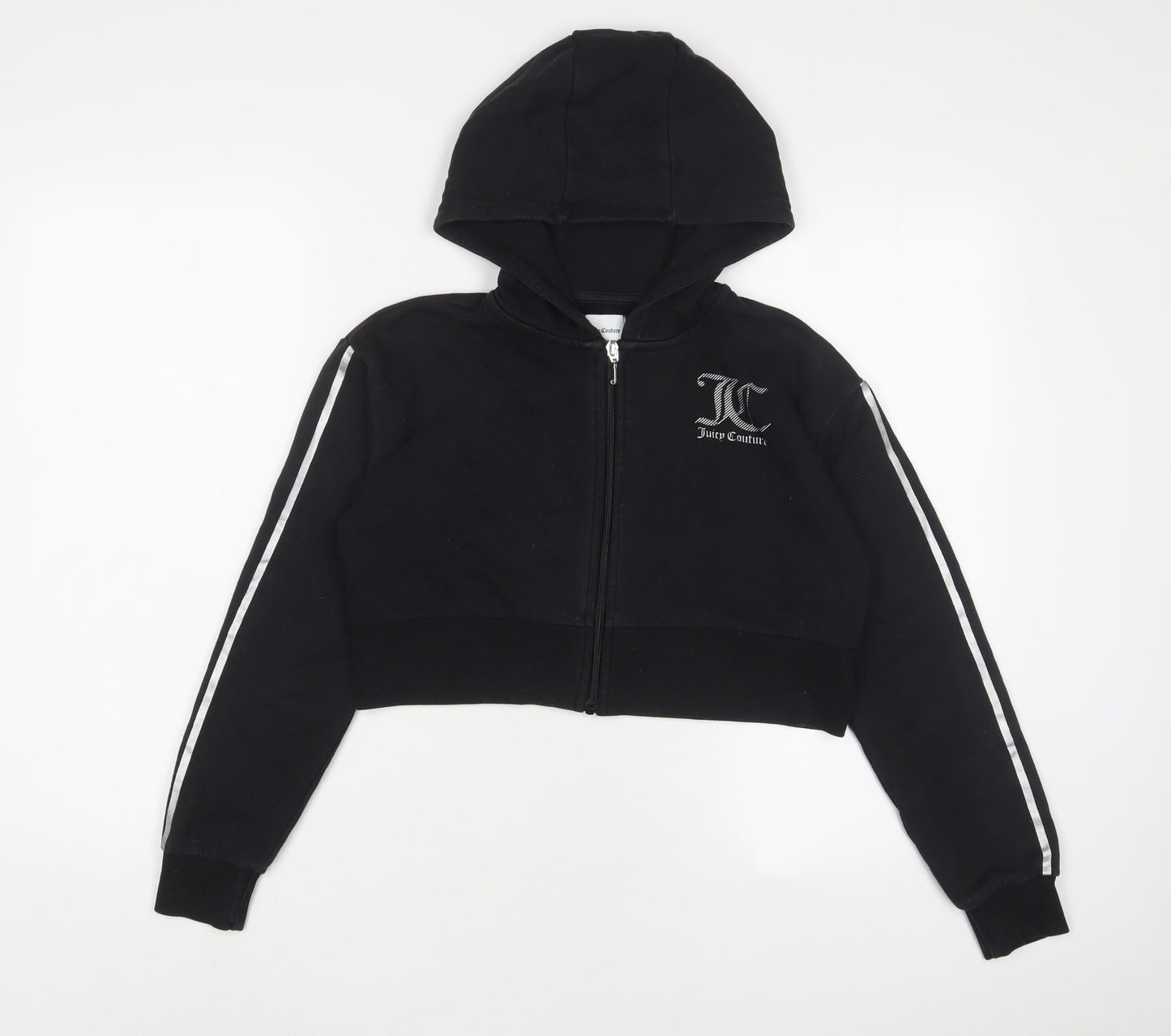 Juicy Couture Girls Black Cotton Full Zip Hoodie Size 10-11 Years Zip - Logo