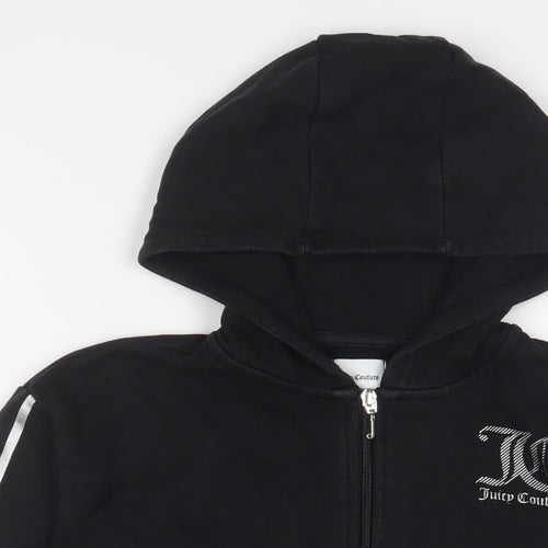 Juicy Couture Girls Black Cotton Full Zip Hoodie Size 10-11 Years Zip - Logo