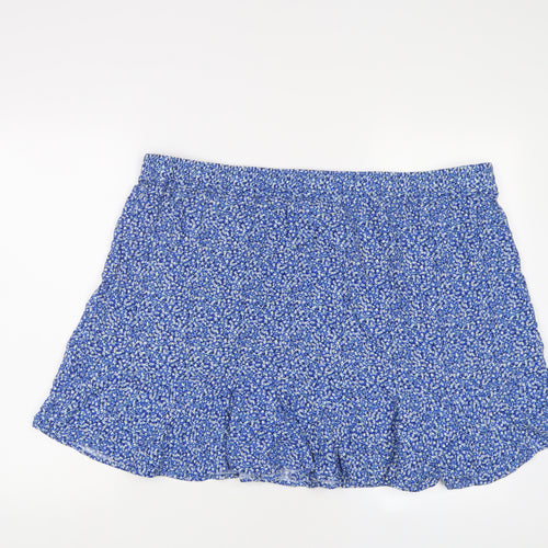 Marks and Spencer Womens Blue Floral Viscose A-Line Skirt Size 24
