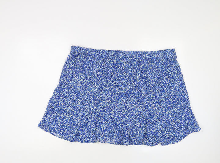 Marks and Spencer Womens Blue Floral Viscose A-Line Skirt Size 24