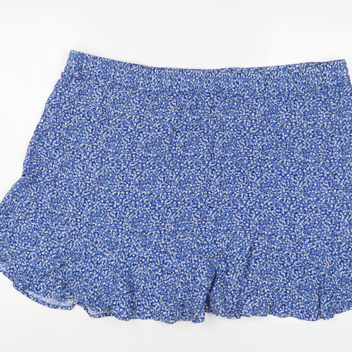 Marks and Spencer Womens Blue Floral Viscose A-Line Skirt Size 24