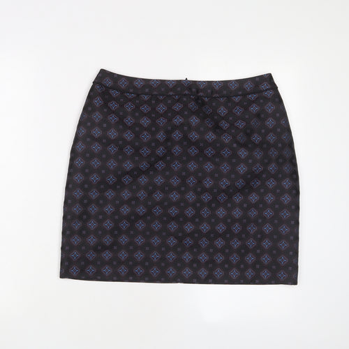 Warehouse Womens Multicoloured Argyle/Diamond Polyester A-Line Skirt Size 12 Zip