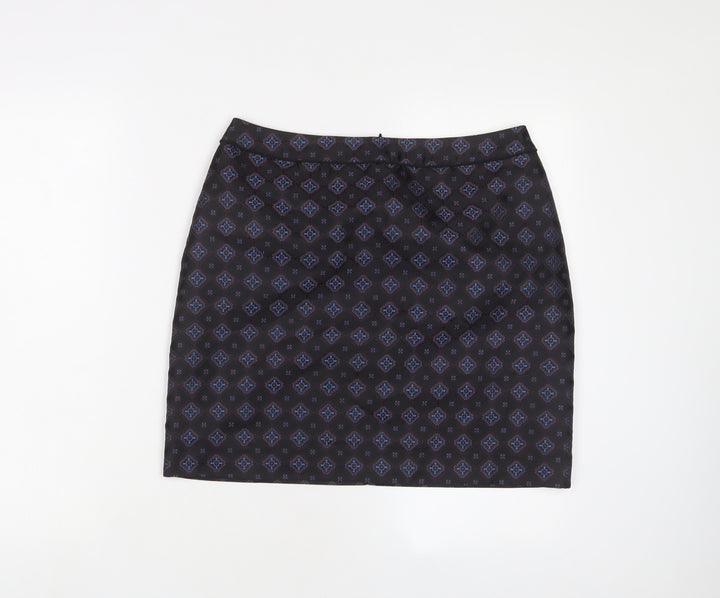 Warehouse Womens Multicoloured Argyle/Diamond Polyester A-Line Skirt Size 12 Zip