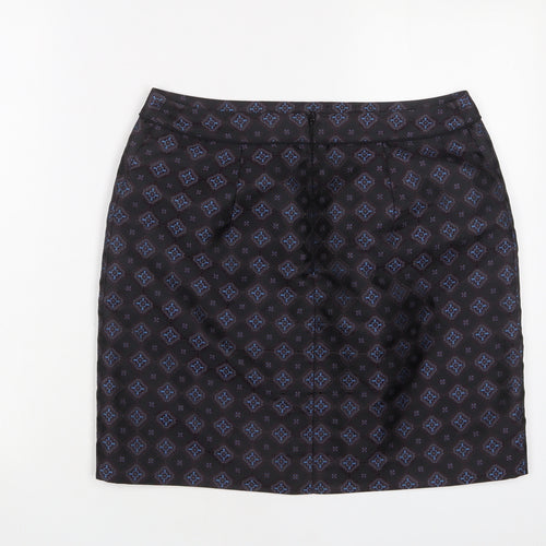Warehouse Womens Multicoloured Argyle/Diamond Polyester A-Line Skirt Size 12 Zip