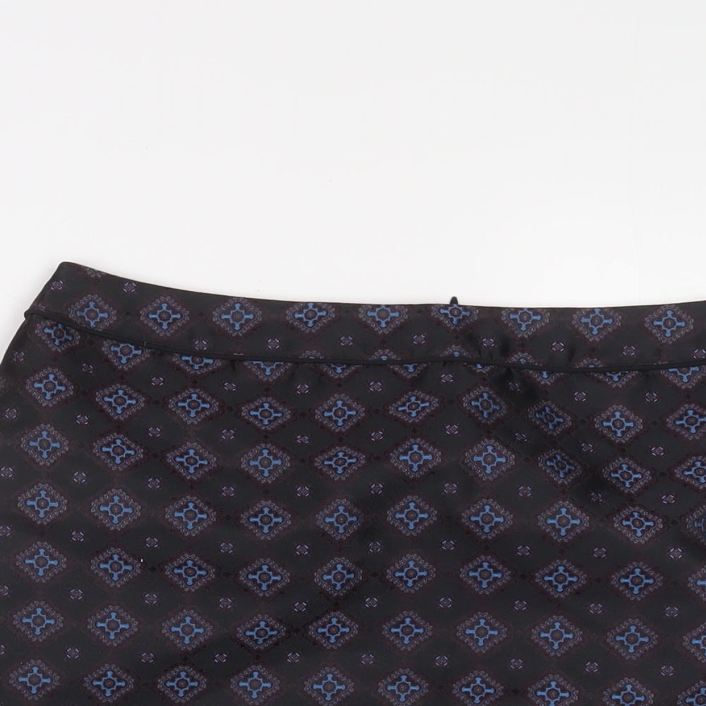 Warehouse Womens Multicoloured Argyle/Diamond Polyester A-Line Skirt Size 12 Zip
