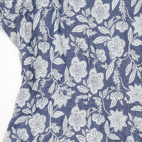 Seasalt Womens Blue Geometric Cotton A-Line Size 14 Roll Neck Zip