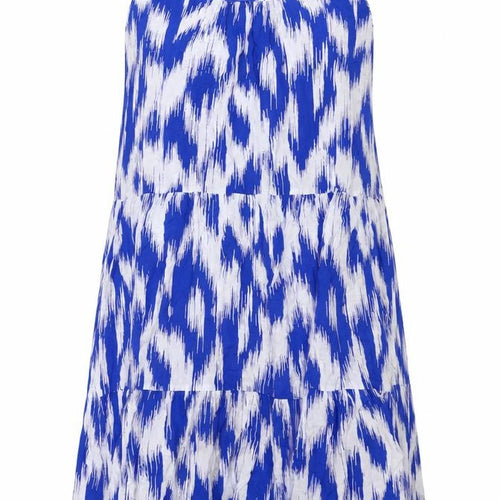 Marks and Spencer Womens Blue Geometric Viscose Tank Dress Size 12 Round Neck Pullover