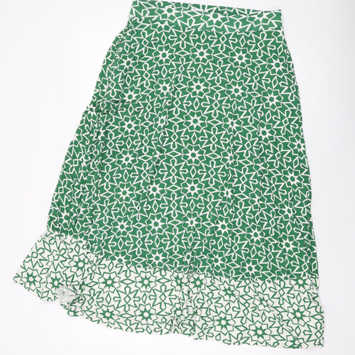 White Stuff Womens Green Geometric Viscose A-Line Skirt Size 12