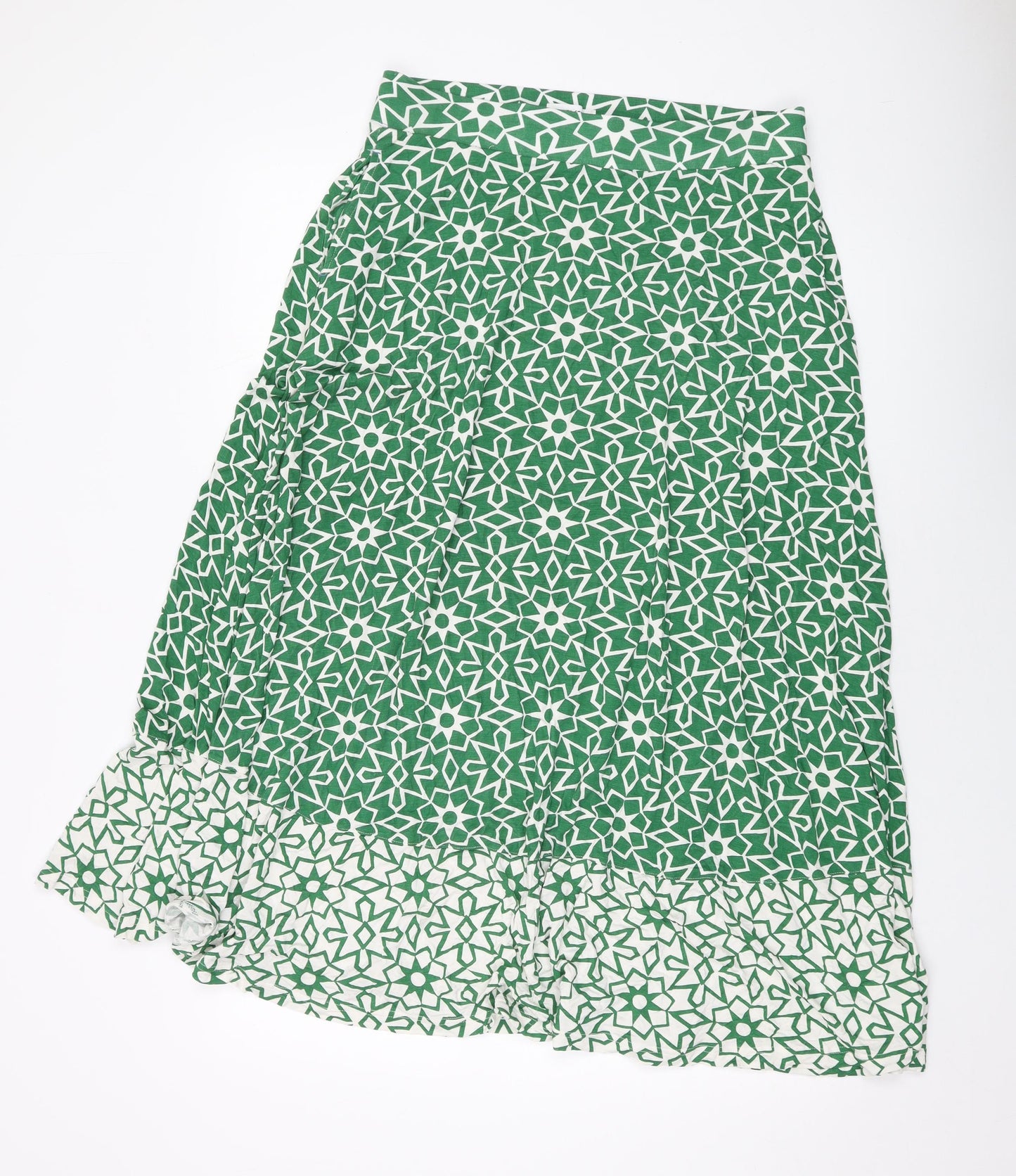 White Stuff Womens Green Geometric Viscose A-Line Skirt Size 12
