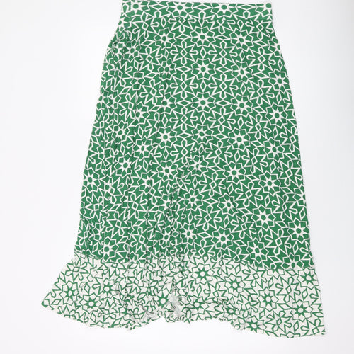 White Stuff Womens Green Geometric Viscose A-Line Skirt Size 12