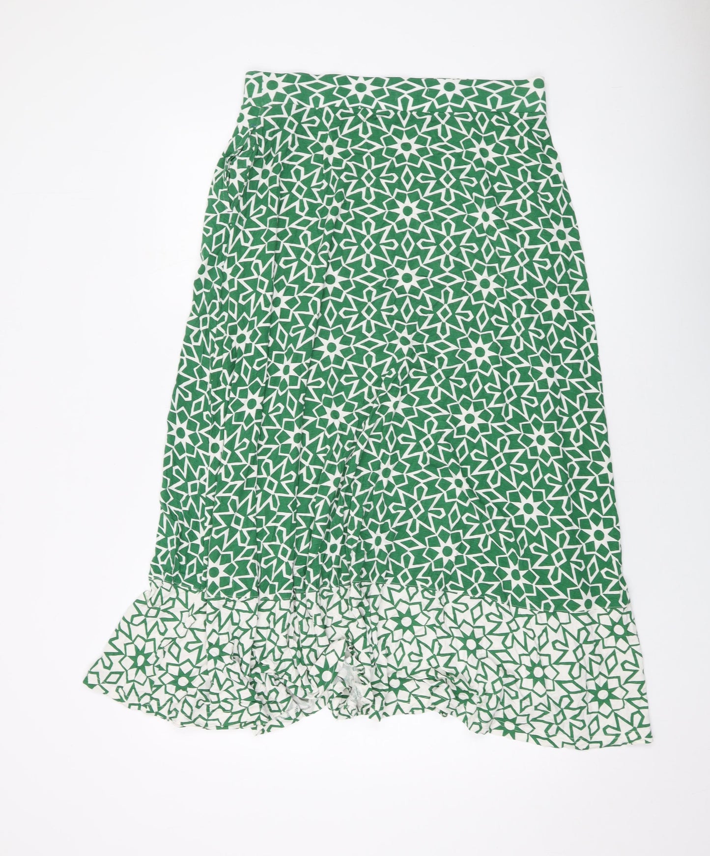 White Stuff Womens Green Geometric Viscose A-Line Skirt Size 12