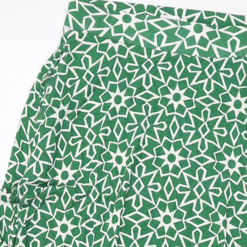White Stuff Womens Green Geometric Viscose A-Line Skirt Size 12