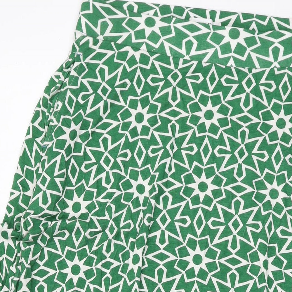 White Stuff Womens Green Geometric Viscose A-Line Skirt Size 12