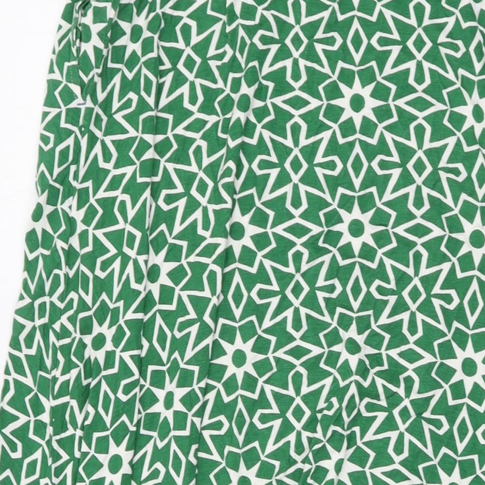White Stuff Womens Green Geometric Viscose A-Line Skirt Size 12