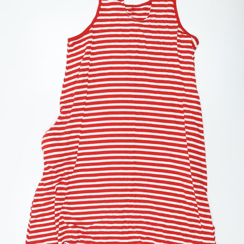 NEXT Womens Red Striped Viscose A-Line Size L Round Neck Pullover