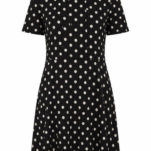 Marks and Spencer Womens Black Polka Dot Viscose A-Line Size 12 Round Neck Tie