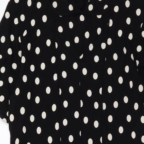 Marks and Spencer Womens Black Polka Dot Viscose A-Line Size 12 Round Neck Tie