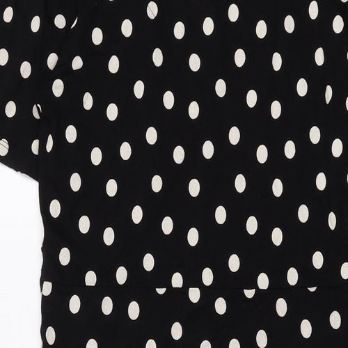 Marks and Spencer Womens Black Polka Dot Viscose A-Line Size 12 Round Neck Tie