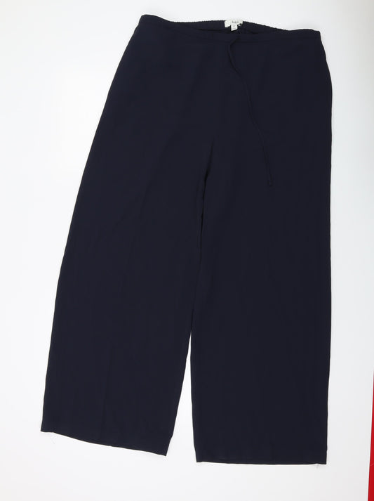 Marks and Spencer Womens Blue Polyester Trousers Size 18 L29 in Regular Drawstring