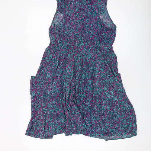 Izabel Womens Multicoloured Floral Viscose A-Line Size 14 V-Neck Tie