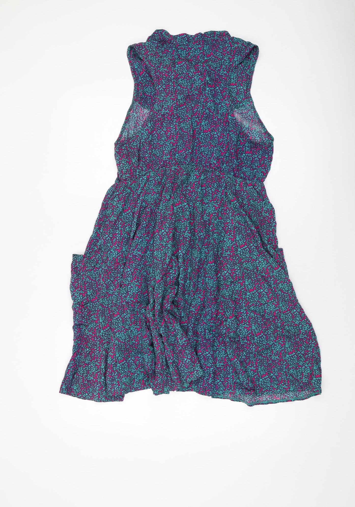 Izabel Womens Multicoloured Floral Viscose A-Line Size 14 V-Neck Tie
