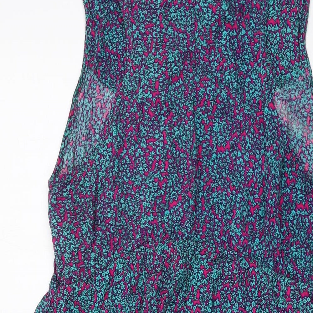 Izabel Womens Multicoloured Floral Viscose A-Line Size 14 V-Neck Tie