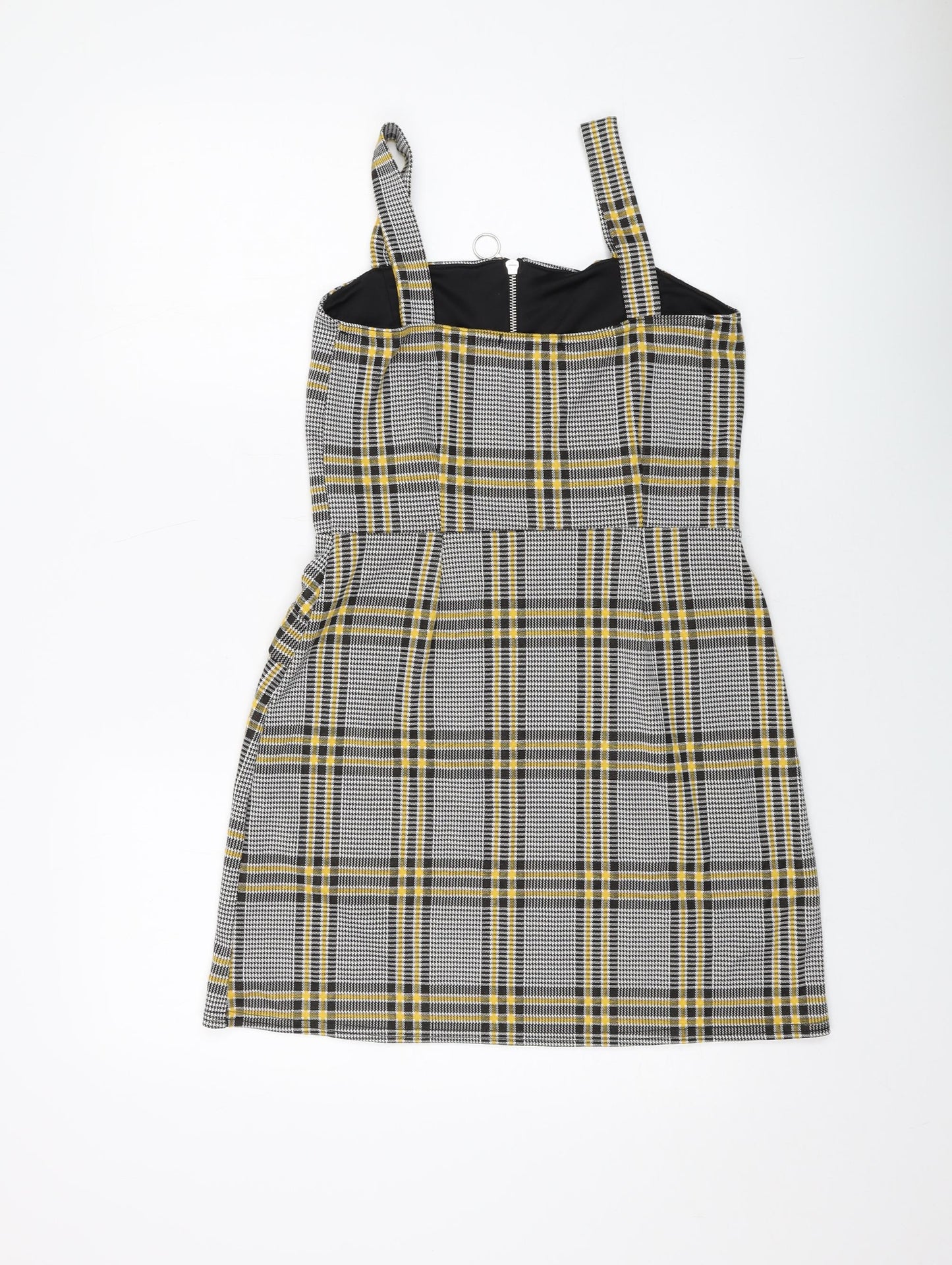 Quiz Womens Grey Plaid Polyester Mini Size 12 Square Neck Zip