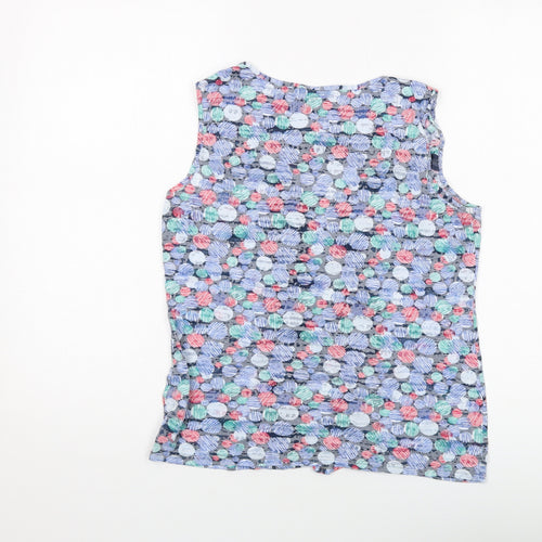 Per Una Womens Blue Geometric Cotton Basic Tank Size 12 Round Neck