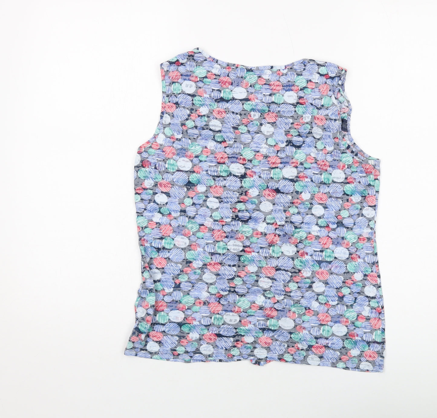 Per Una Womens Blue Geometric Cotton Basic Tank Size 12 Round Neck
