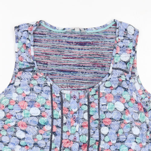 Per Una Womens Blue Geometric Cotton Basic Tank Size 12 Round Neck