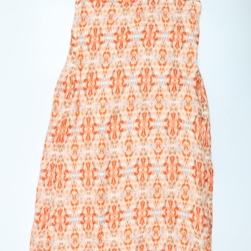 Marks and Spencer Womens Orange Geometric Modal A-Line Size 8 V-Neck Zip