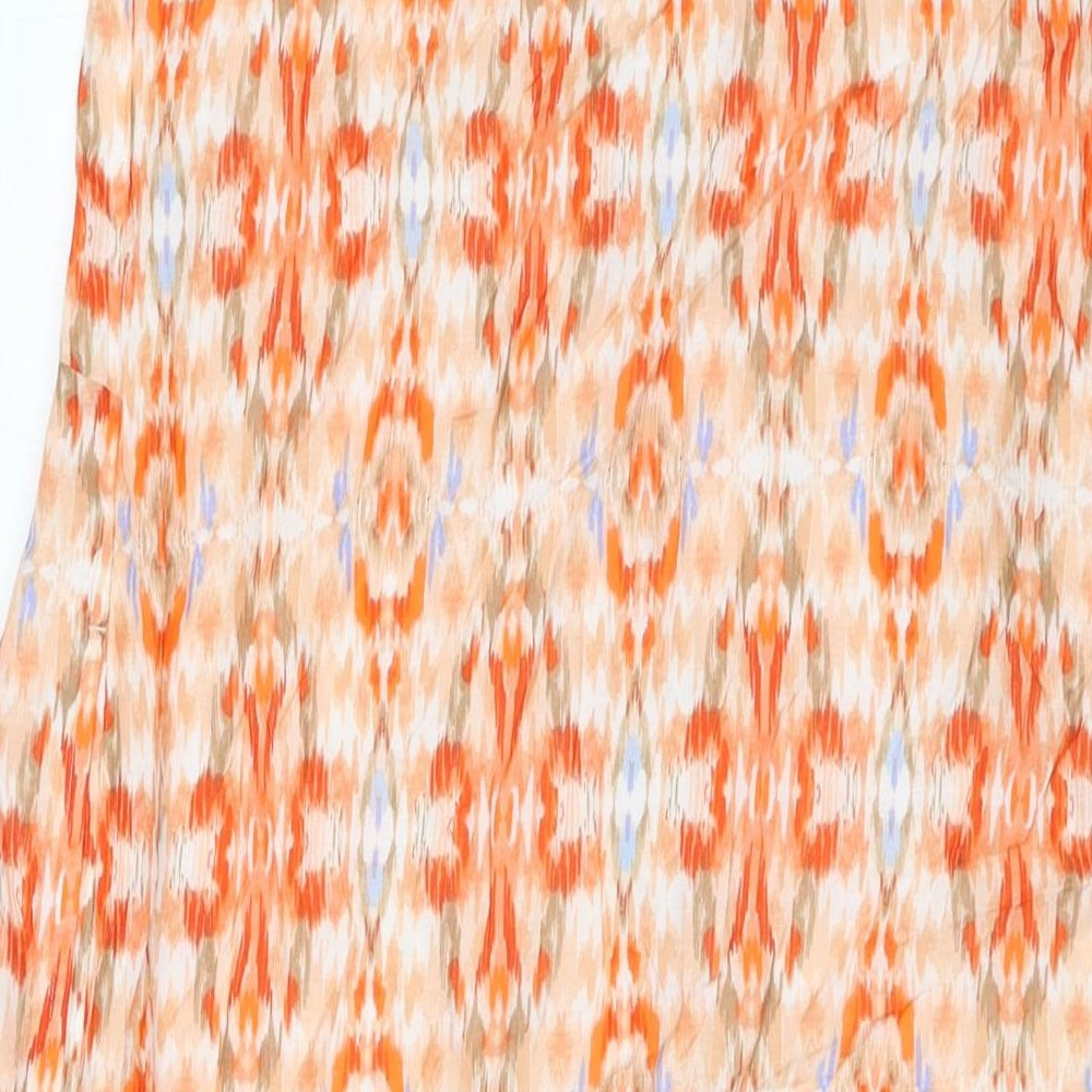 Marks and Spencer Womens Orange Geometric Modal A-Line Size 8 V-Neck Zip