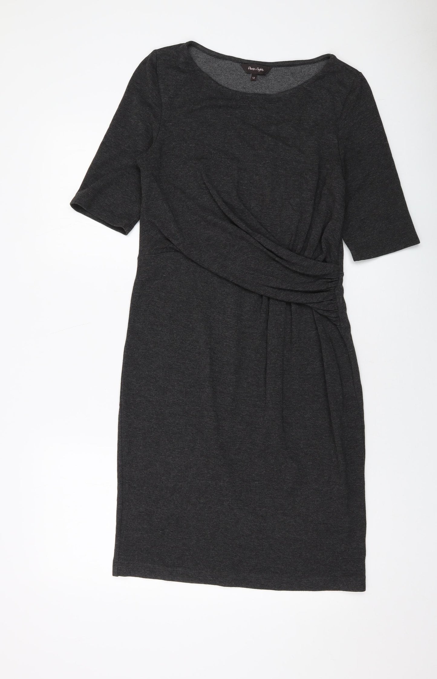 Phase Eight Womens Grey Viscose Sheath Size 12 Round Neck Pullover